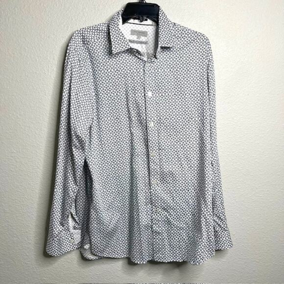 Ted Baker London Black & White Geometric Button Up Shirt Like New! Size 5 - Picture 1 of 16